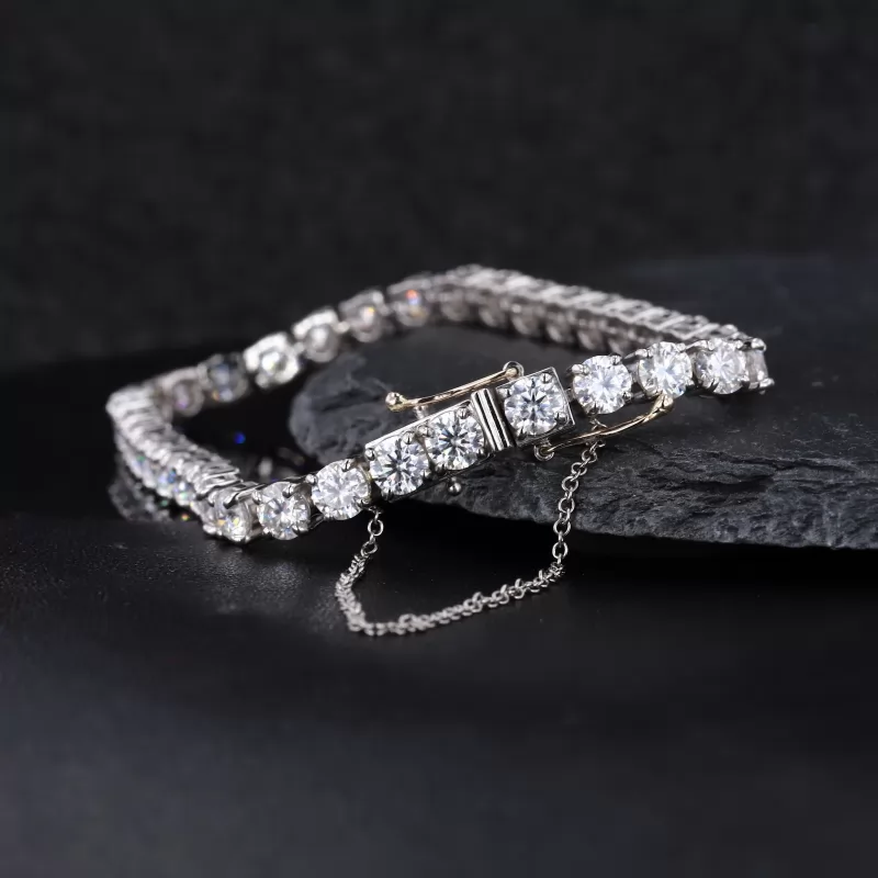 4mm Round Brilliant Cut Moissanite PT950 Tennis Bracelet