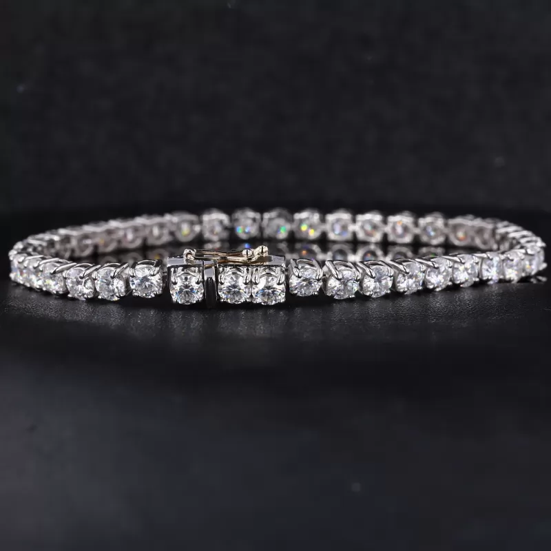 4mm Round Brilliant Cut Moissanite PT950 Tennis Bracelet