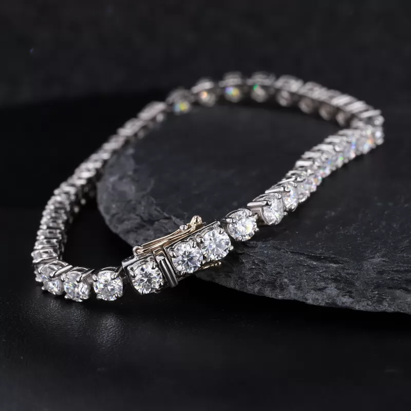 4mm Round Brilliant Cut Moissanite PT950 Tennis Bracelet