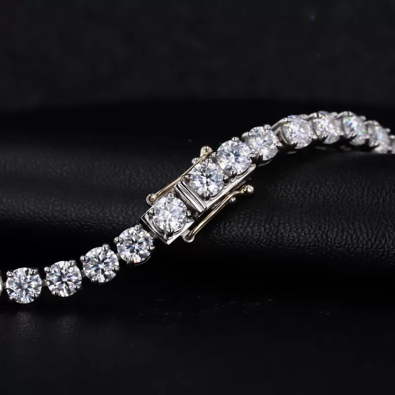 4mm Round Brilliant Cut Moissanite PT950 Tennis Bracelet