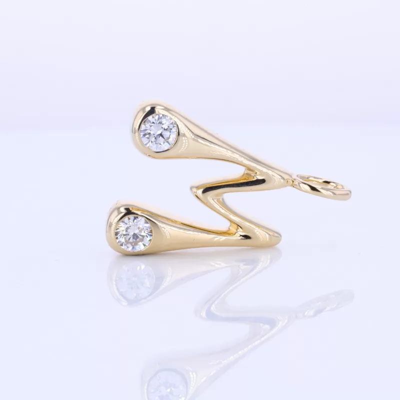 Round Brilliant Cut Moissanite 18K Gold Diamond Pendant