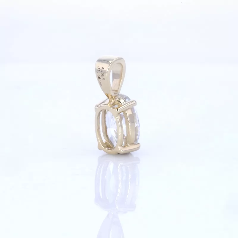 8×6mm Oval Cut Moissanite 14K Yellow Gold Diamond Pendant