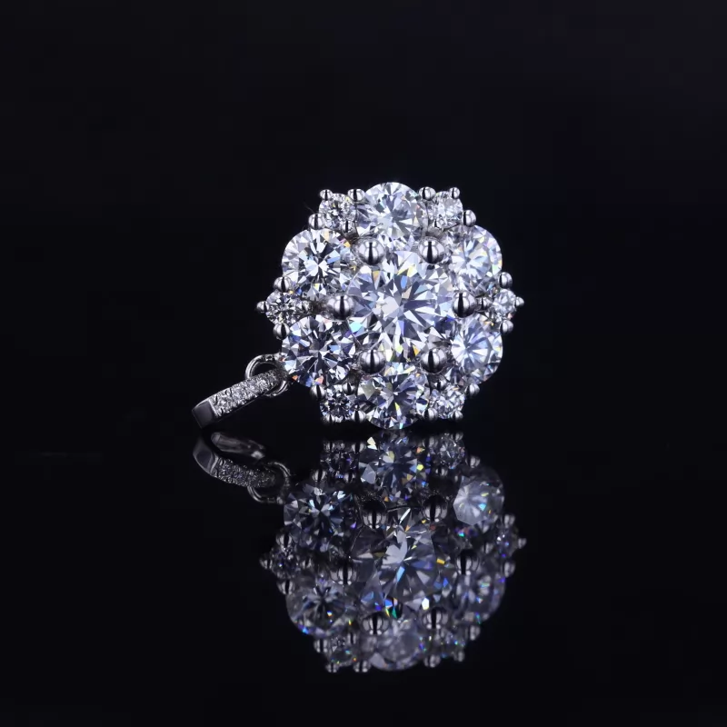 Round Brilliant Cut Moissanite 18K White Gold Diamond Pendant