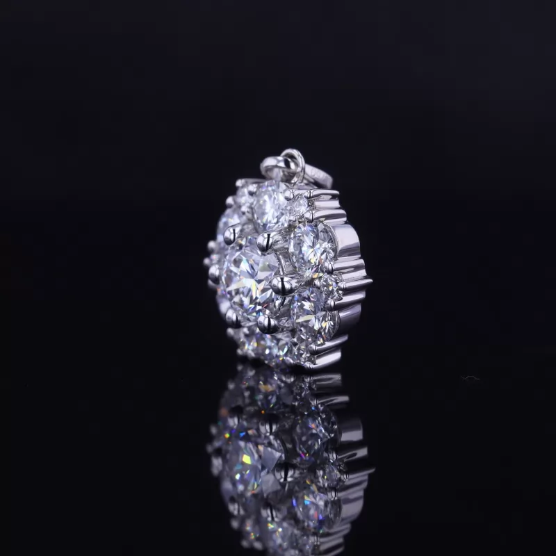 Round Brilliant Cut Moissanite 18K White Gold Diamond Pendant