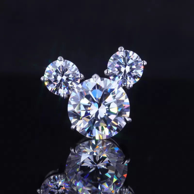 Round Brilliant Cut Moissanite 10K White Gold Diamond Pendant