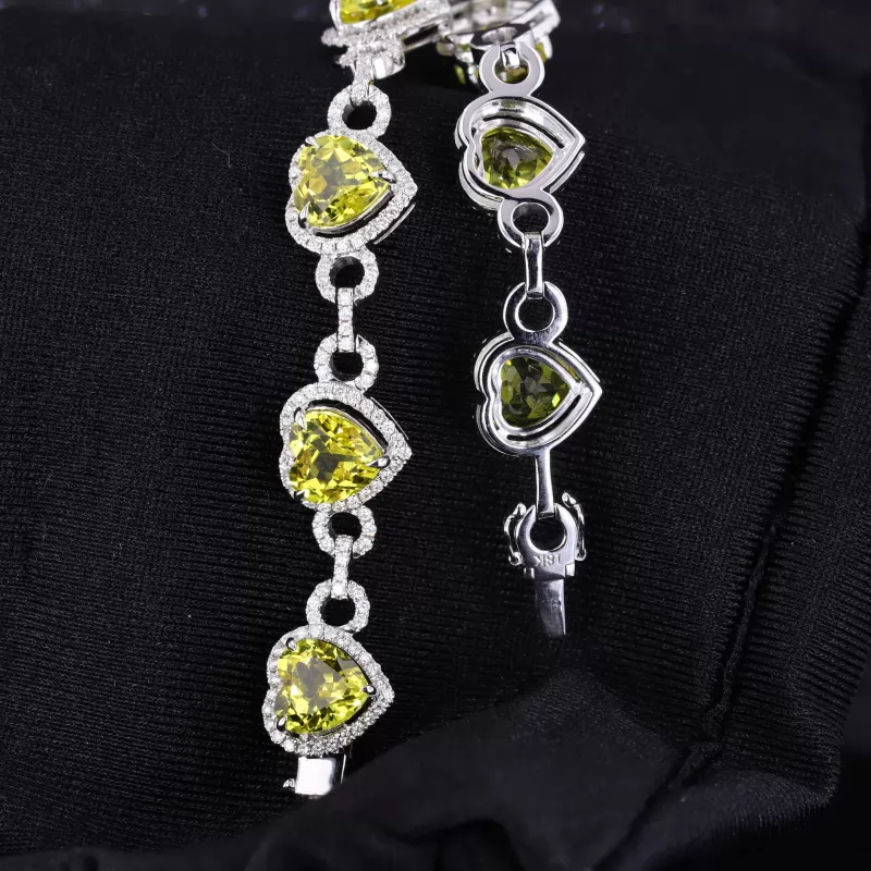 Heart Cut Yellow Cubic Zirconia 18K White Gold Tennis Bracelet