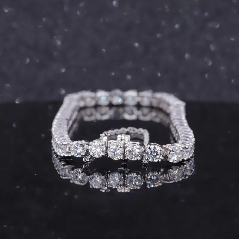 3.3mm Round Brilliant Cut CVD Lab Grown Diamond 14K White Gold Tennis Bracelet