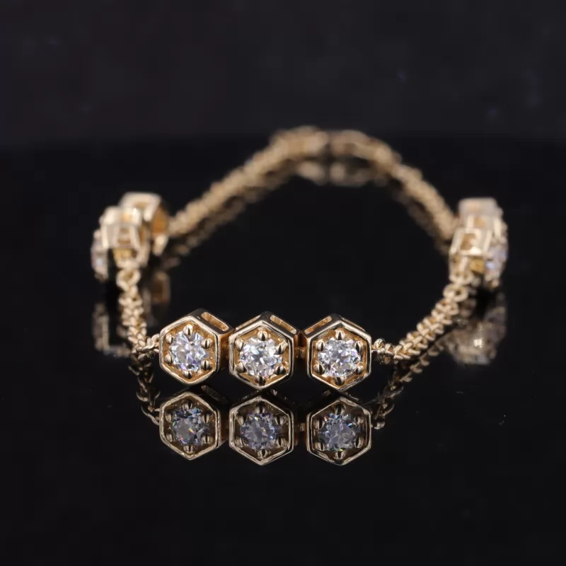 3mm Round Brilliant Cut Moissanite 10K Gold Diamond Bracelet