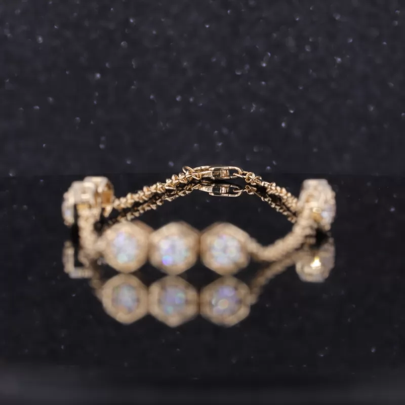 3mm Round Brilliant Cut Moissanite 10K Gold Diamond Bracelet