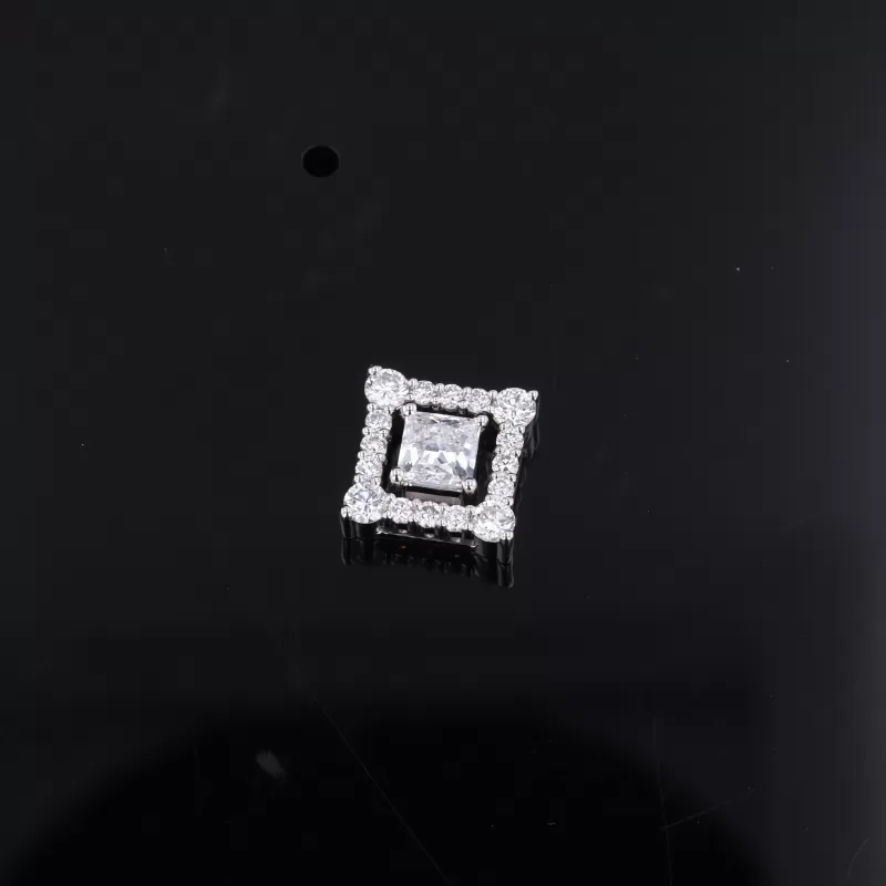 4.25×4.25mm Princess Cut Moissanite 14K White Gold Diamond Pendant