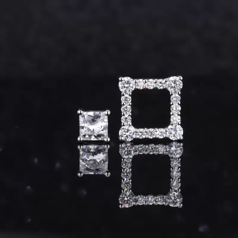 4.25×4.25mm Princess Cut Moissanite 14K White Gold Diamond Pendant