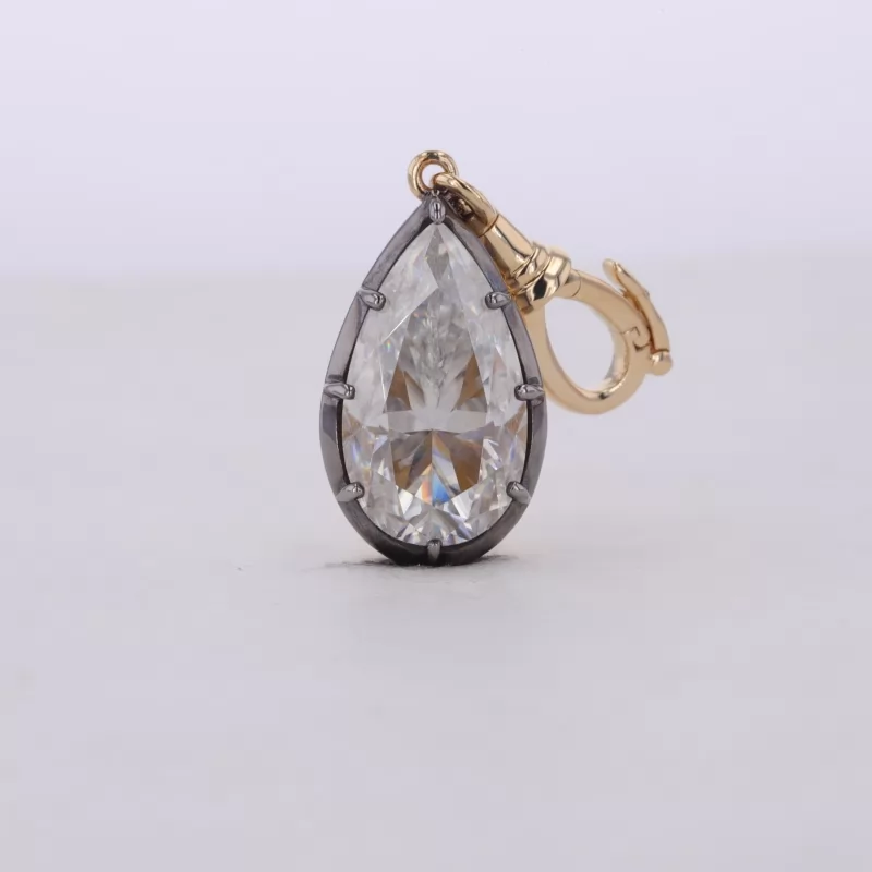 8×14mm Pear Cut Moissanite 14K Yellow Gold Diamond Pendant