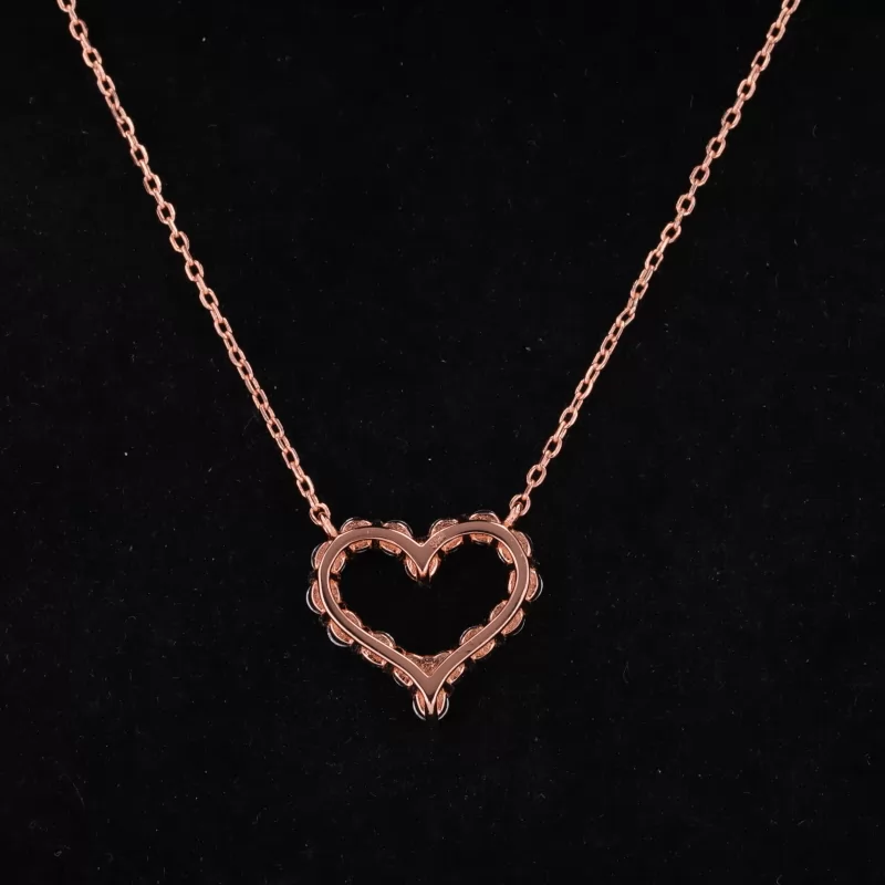 2.5mm Round Brilliant Cut Moissanite 14K Rose Gold Diamond Pendant Necklace