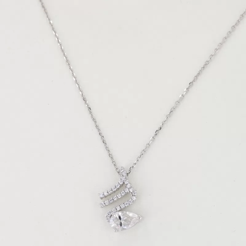5×8mm Pear Cut Moissanite S925 Sterling Silver Diamond Pendant Necklace