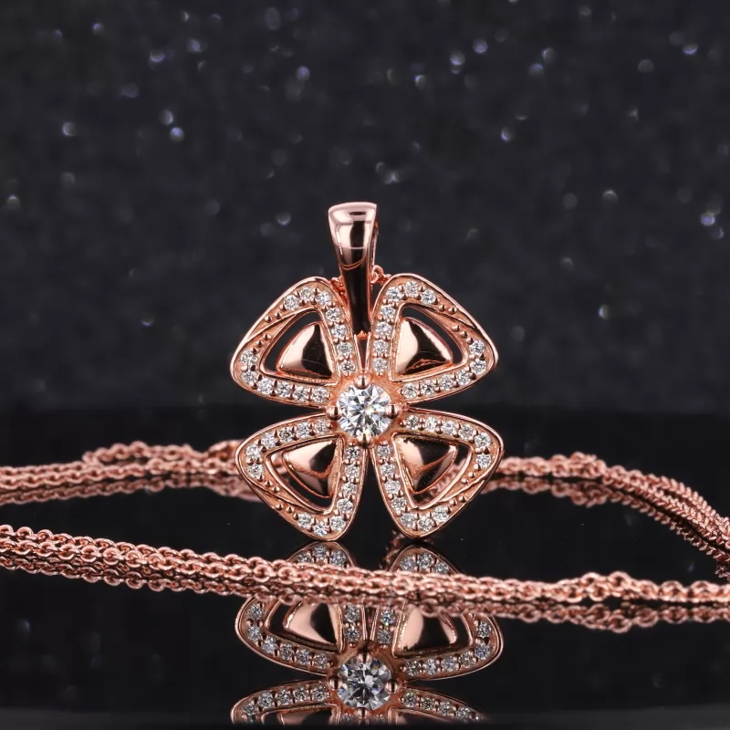 Round Brilliant Cut Moissanite S925 Sterling Silver Fancy Shape Design Diamond Pendant Necklace