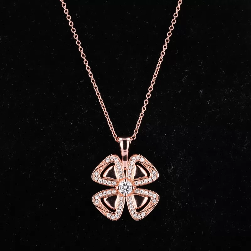 Round Brilliant Cut Moissanite S925 Sterling Silver Fancy Shape Design Diamond Pendant Necklace