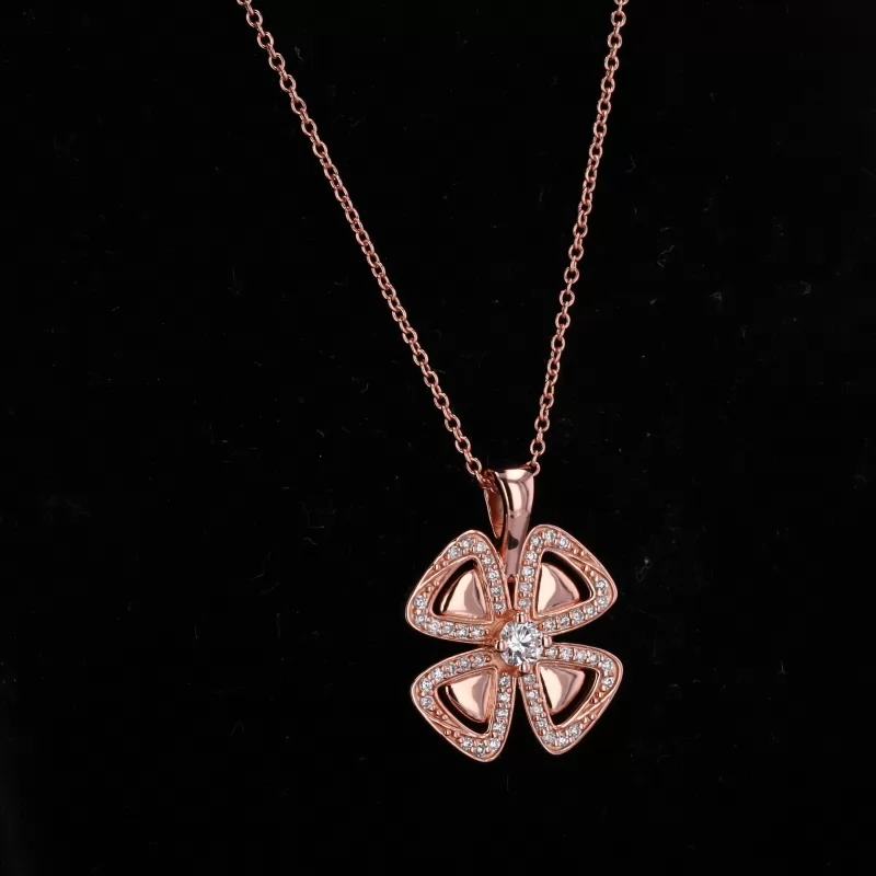 Round Brilliant Cut Moissanite S925 Sterling Silver Fancy Shape Design Diamond Pendant Necklace
