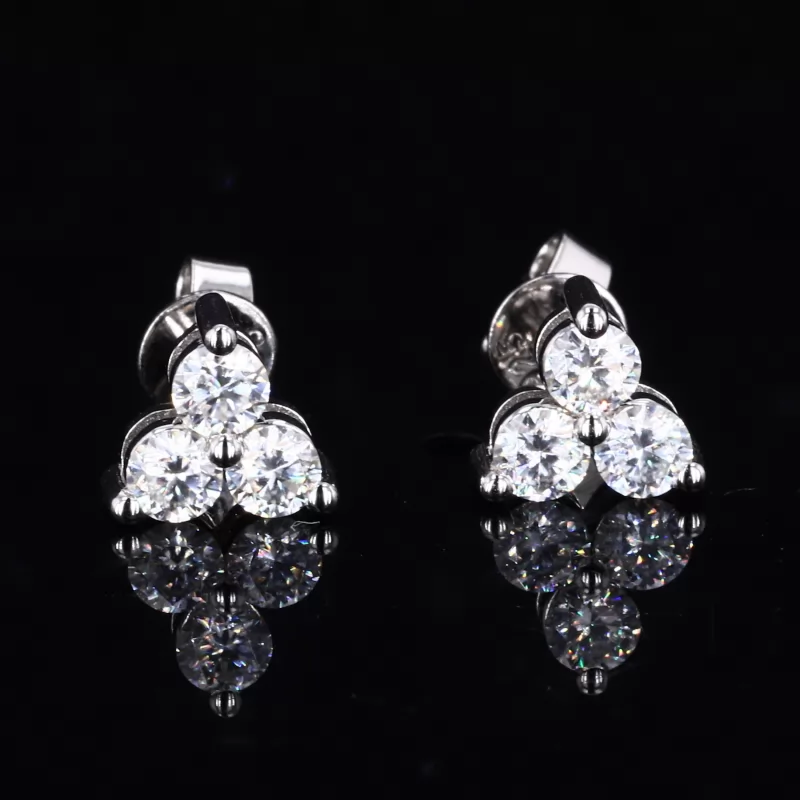 3mm Round Brilliant Cut Moissanite S925 Sterling Silver Diamond Stud Earrings