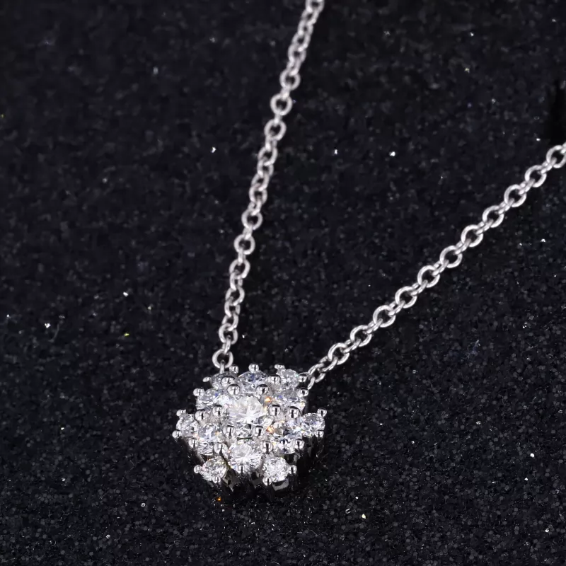 Round Brilliant Cut Moissanite 10K White Gold Diamond Pendant Necklace