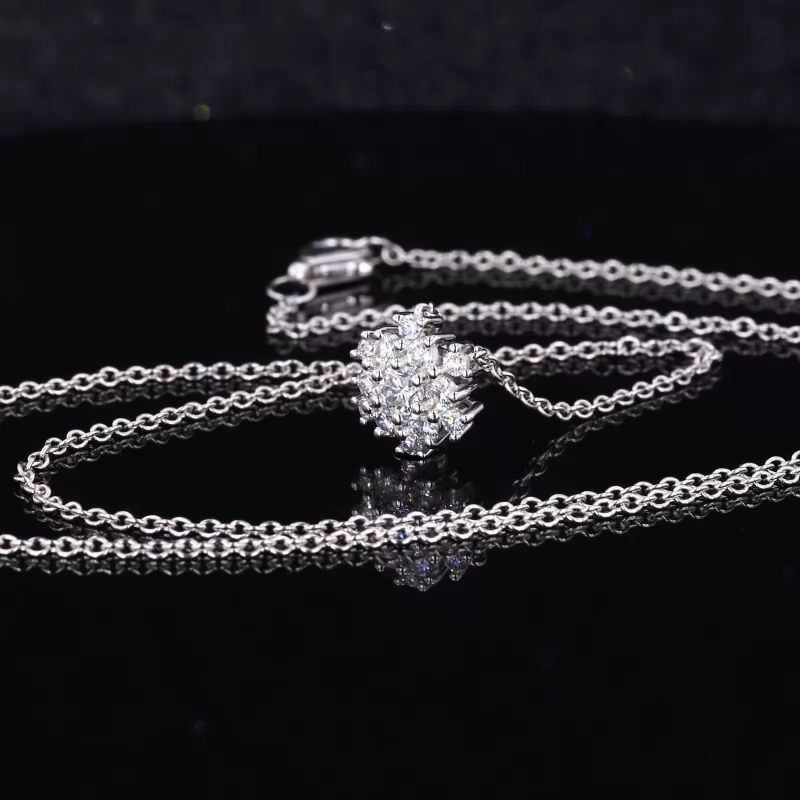 Round Brilliant Cut Moissanite 10K White Gold Diamond Pendant Necklace