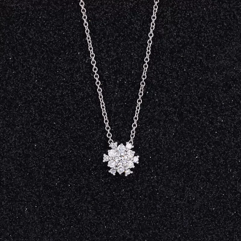 Round Brilliant Cut Moissanite 10K White Gold Diamond Pendant Necklace