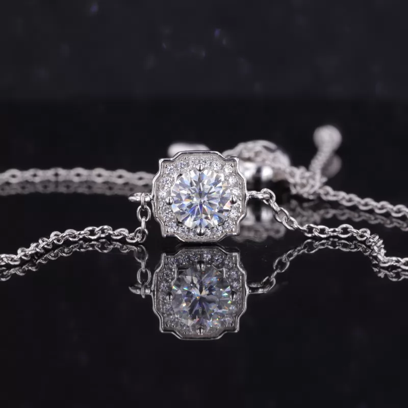 6.5mm Round Brilliant Cut Moissanite S925 Sterling Silver Diamond Bracelet