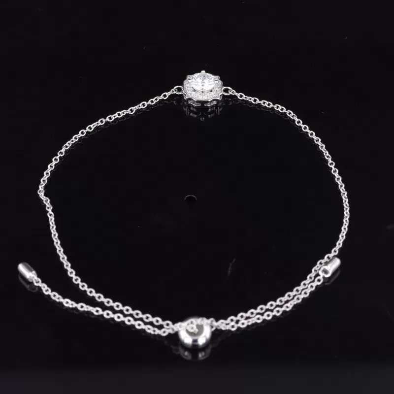 6.5mm Round Brilliant Cut Moissanite S925 Sterling Silver Diamond Bracelet