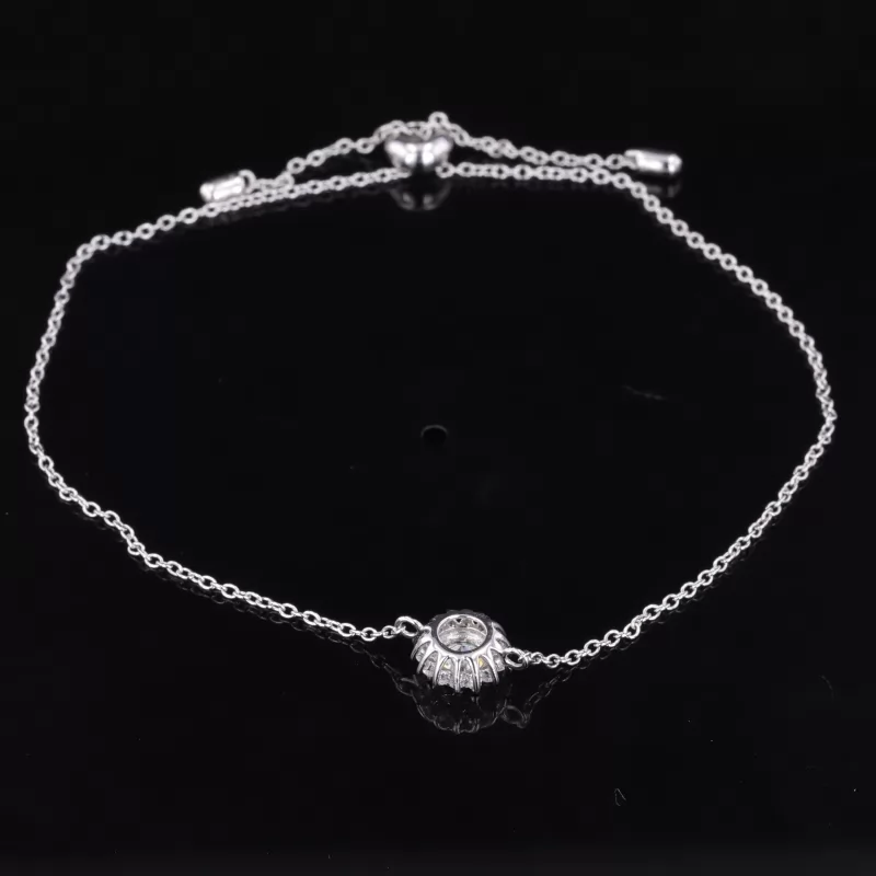 6.5mm Round Brilliant Cut Moissanite Halo Set S925 Sterling Silver Diamond Bracelet