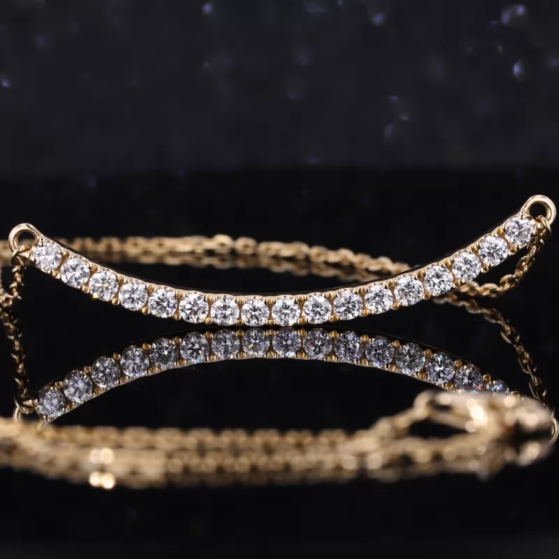 2mm Round Brilliant Cut Moissanite 14K Gold Diamond Pendant Necklace