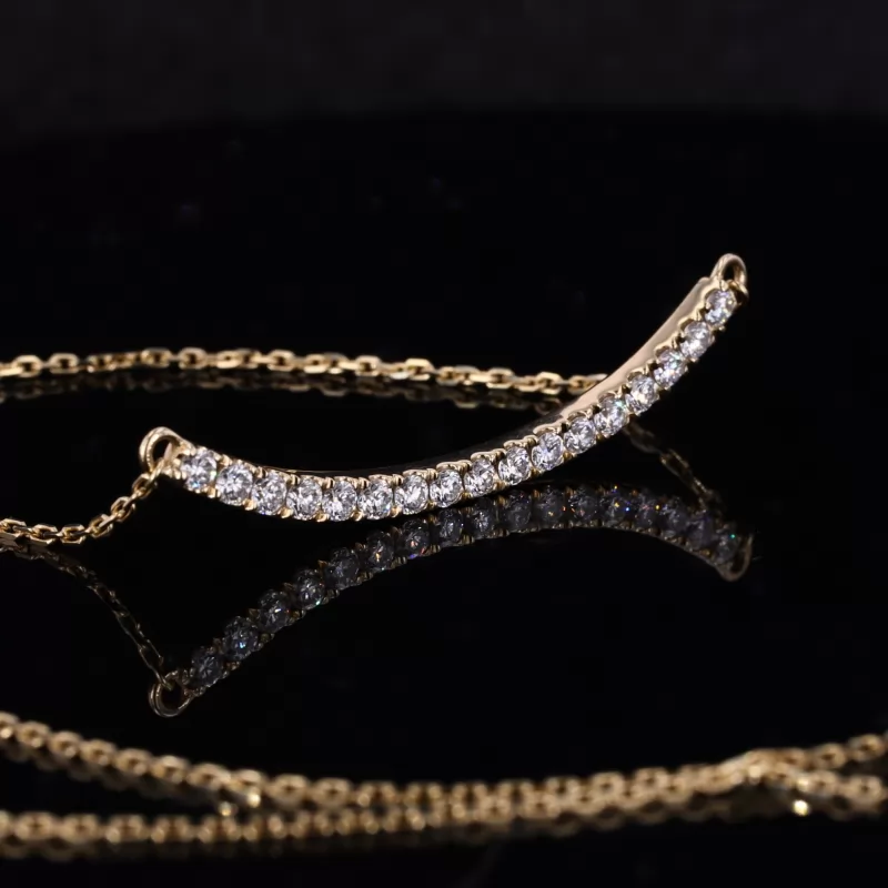 2mm Round Brilliant Cut Moissanite 14K Yellow Gold Diamond Pendant Necklace
