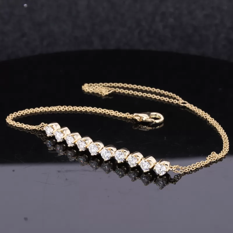 2mm Round Brilliant Cut Moissanite 14K Yellow Gold Diamond Bracelet