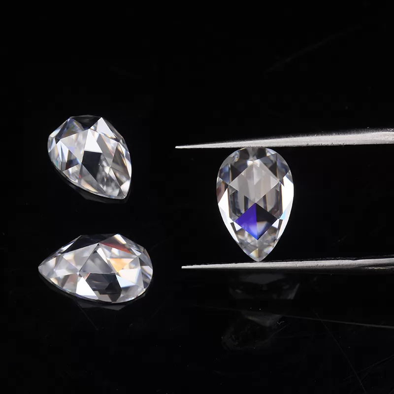 8×10mm DEF Pear Shape Single Rose Cut Moissanite