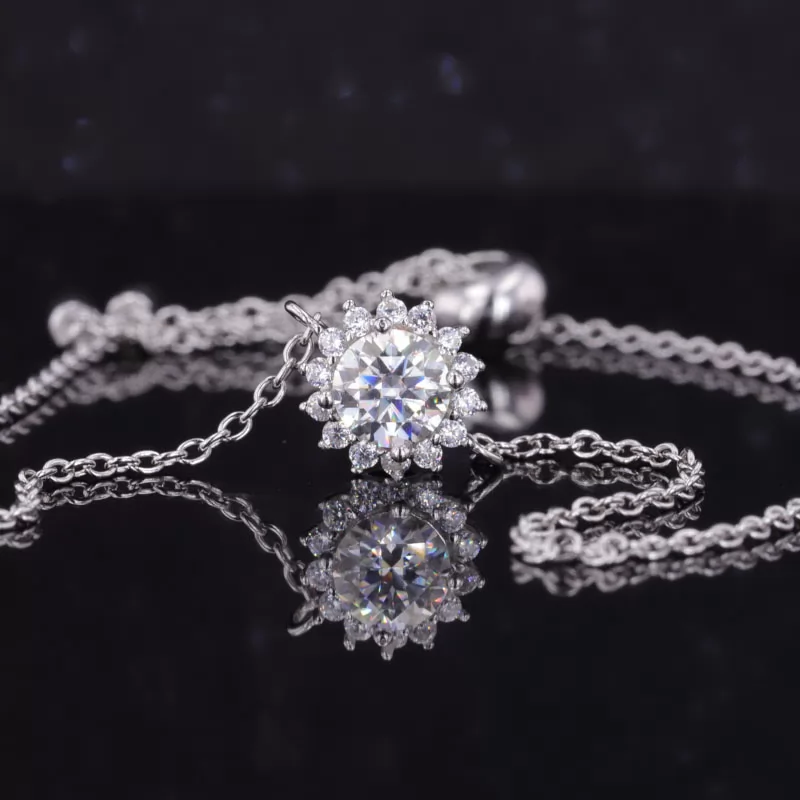 6.5mm Round Brilliant Cut Moissanite S925 Sterling Silver Diamond Bracelet