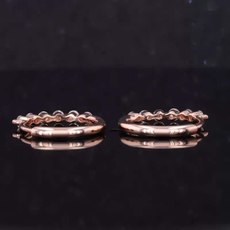 2mm Round Brilliant Cut Moissanite 14K Rose Gold Diamond Earrings