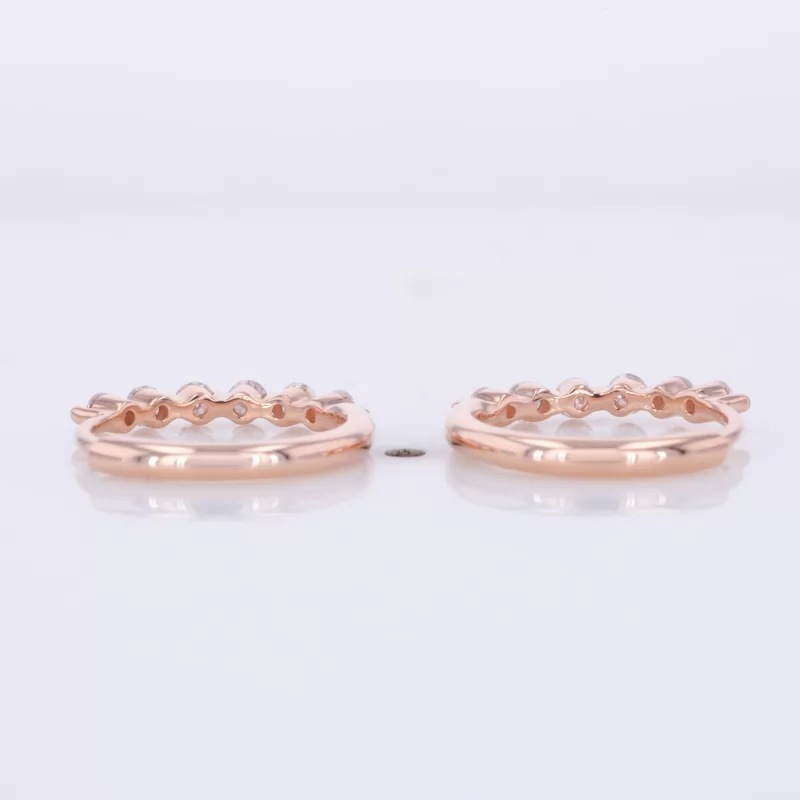 2mm Round Brilliant Cut Moissanite 14K Rose Gold Diamond Earrings