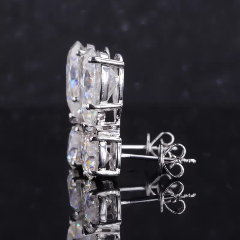 7×11mm Pear Cut Moissanite 10K White Gold Diamond Earrings