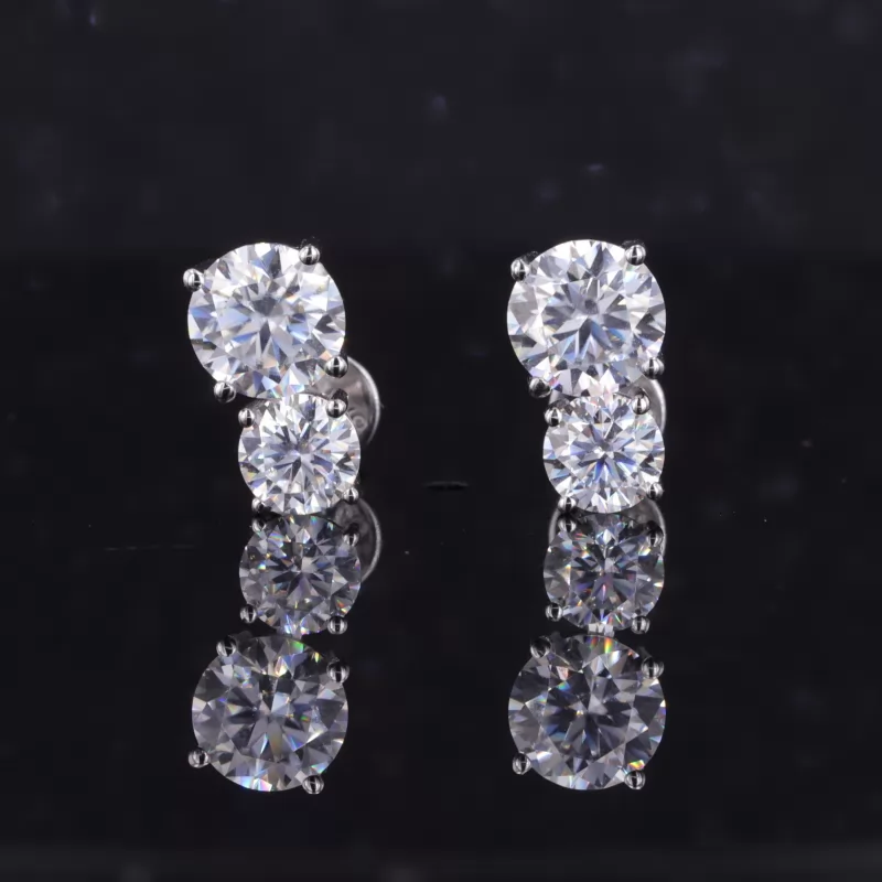 6.5mm Round Brilliant Cut Moissanite S925 Sterling Silver Diamond Earrings