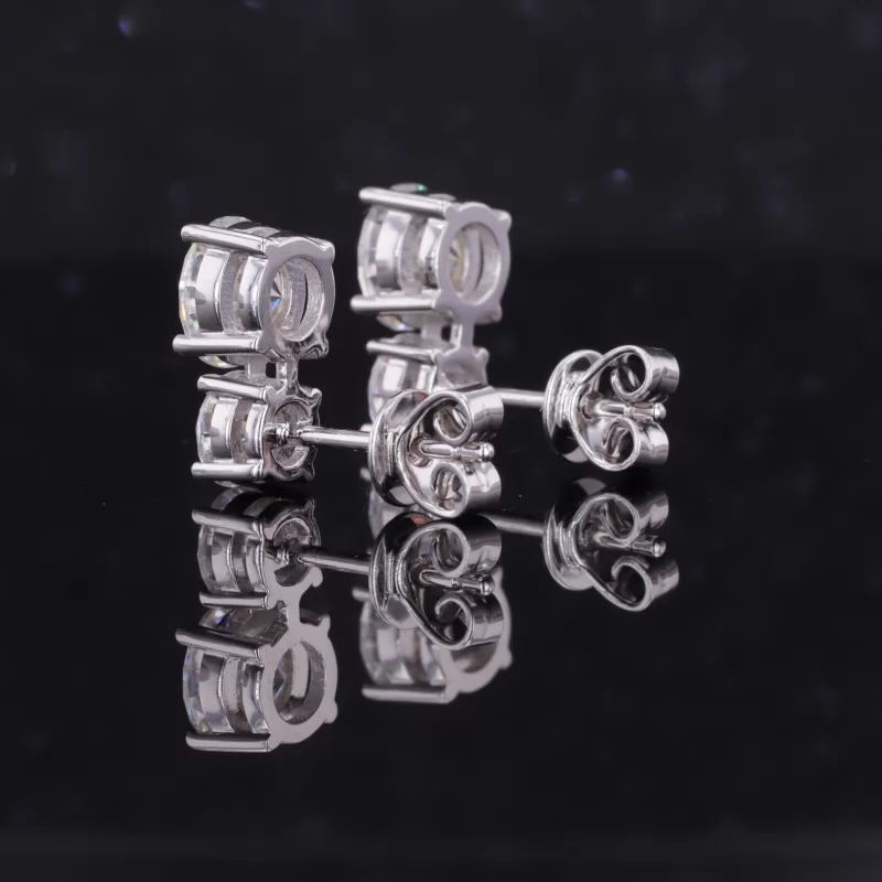 6.5mm Round Brilliant Cut Moissanite S925 Sterling Silver Diamond Earrings