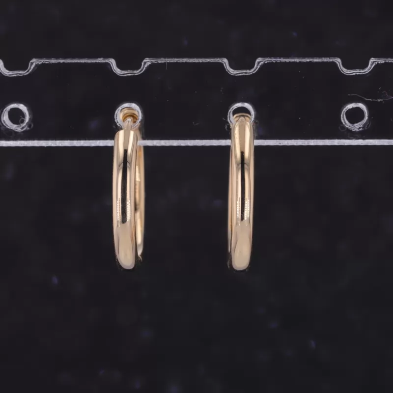 14K Yellow Gold Latch Back Tube Hoop Earrings