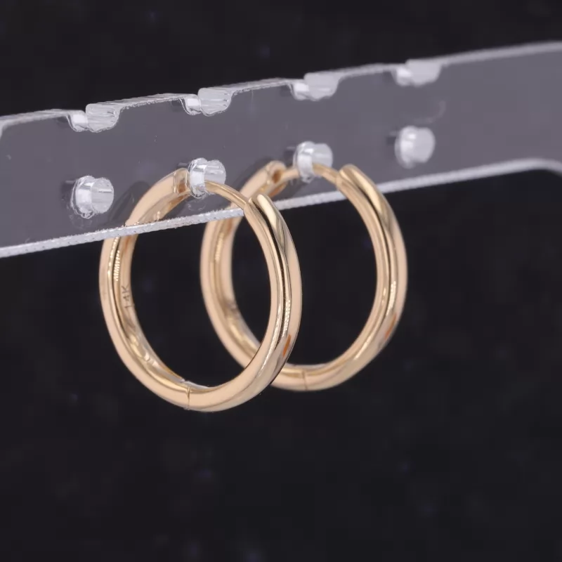 14K Yellow Gold Latch Back Tube Hoop Earrings