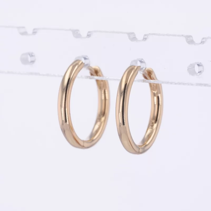 14K Yellow Gold Latch Back Tube Hoop Earrings