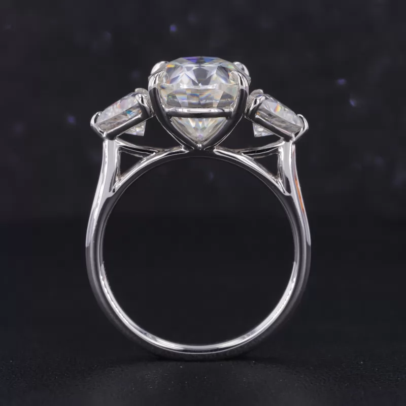 9×12mm Oval Cut Moissanite PT950 Three Stone Engagement Ring Set