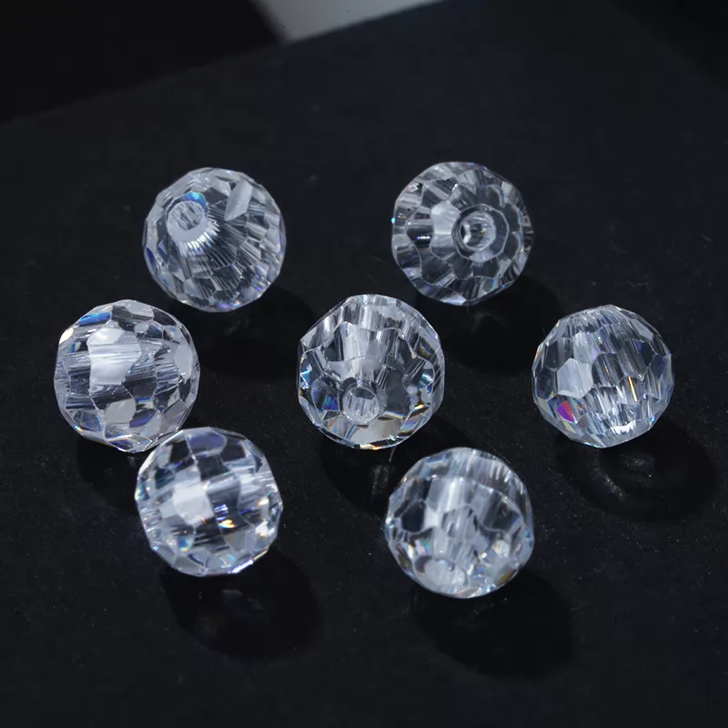 White Round Faceted Bead Cubic Zirconia