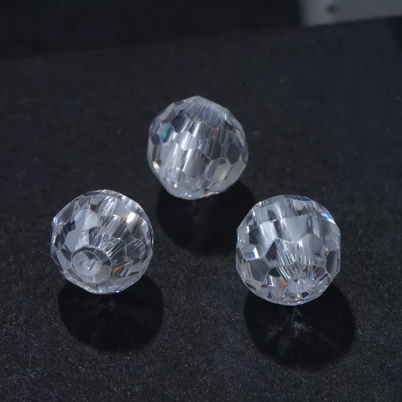 White Round Faceted Bead Cubic Zirconia