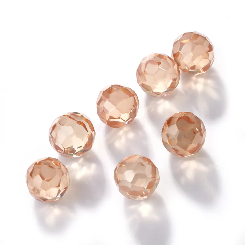 Champagne Round Faceted Bead Cubic Zirconia