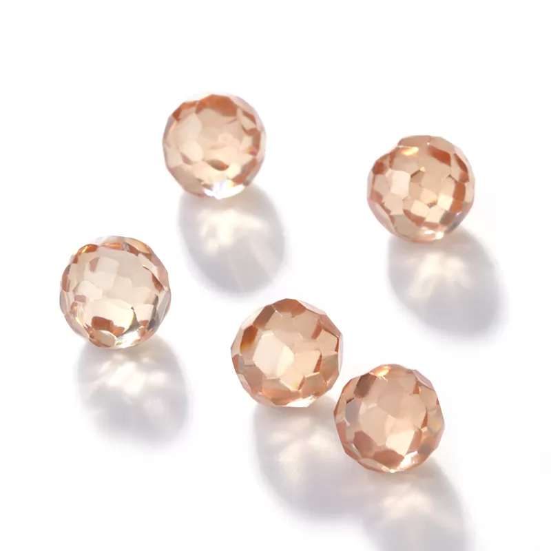 Champagne Round Faceted Bead Cubic Zirconia
