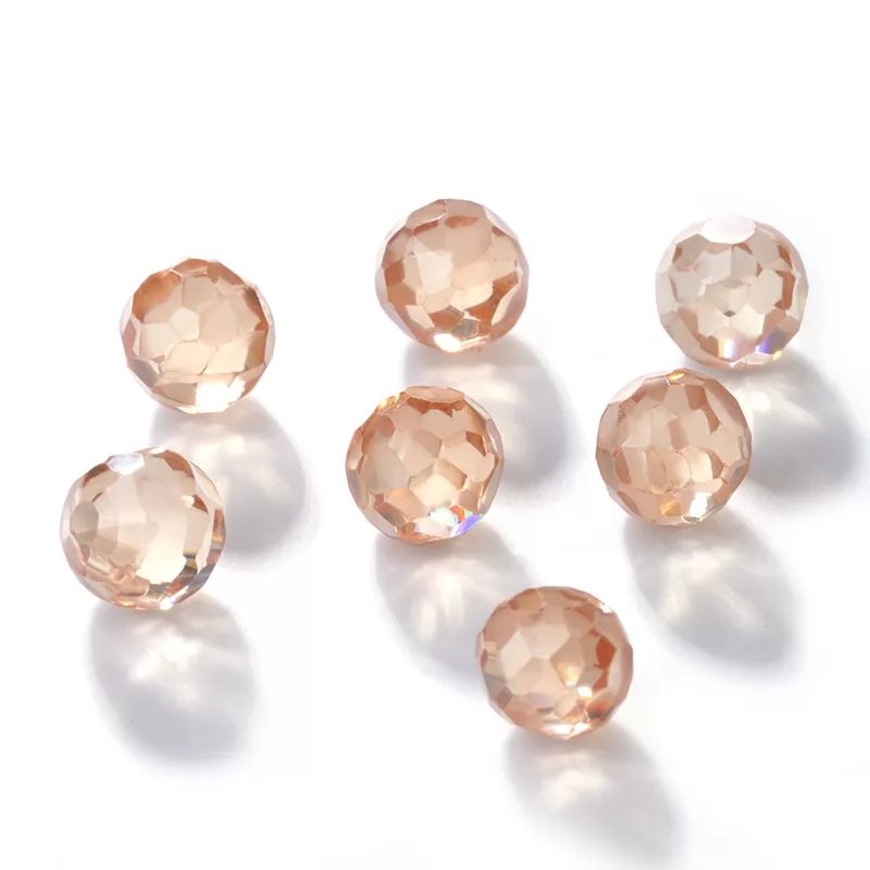 Champagne Round Faceted Bead Cubic Zirconia