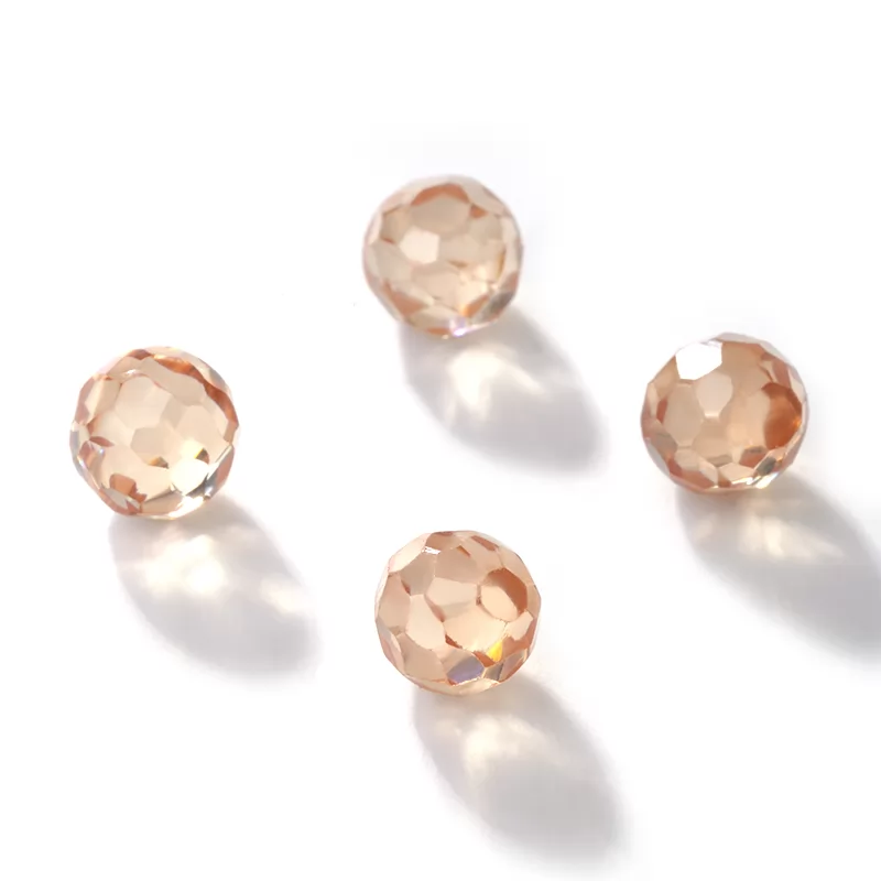 Champagne Round Faceted Bead Cubic Zirconia