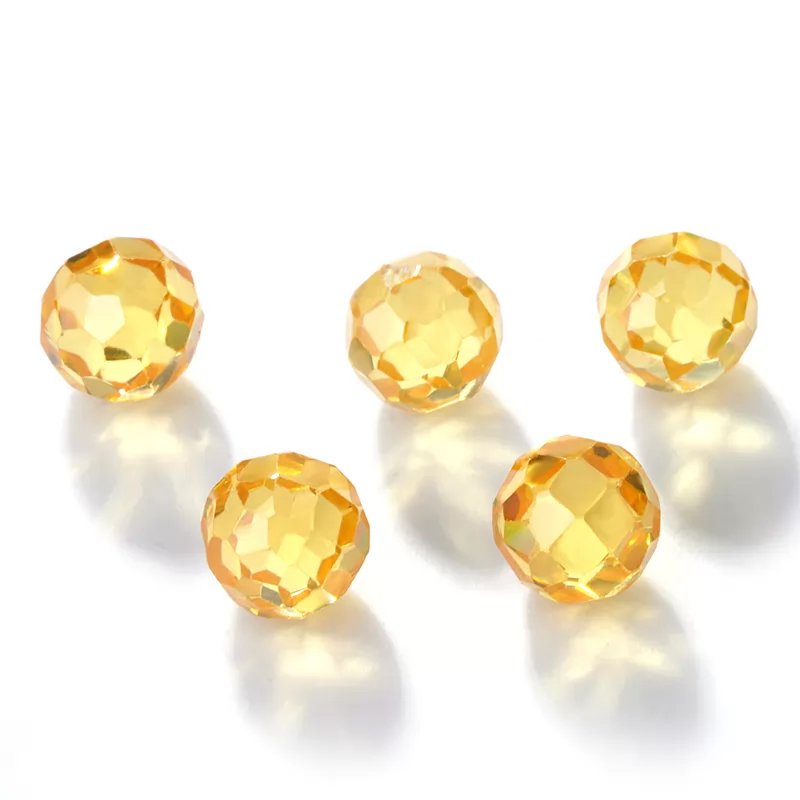 Light Yellow Round Faceted Bead Cubic Zirconia