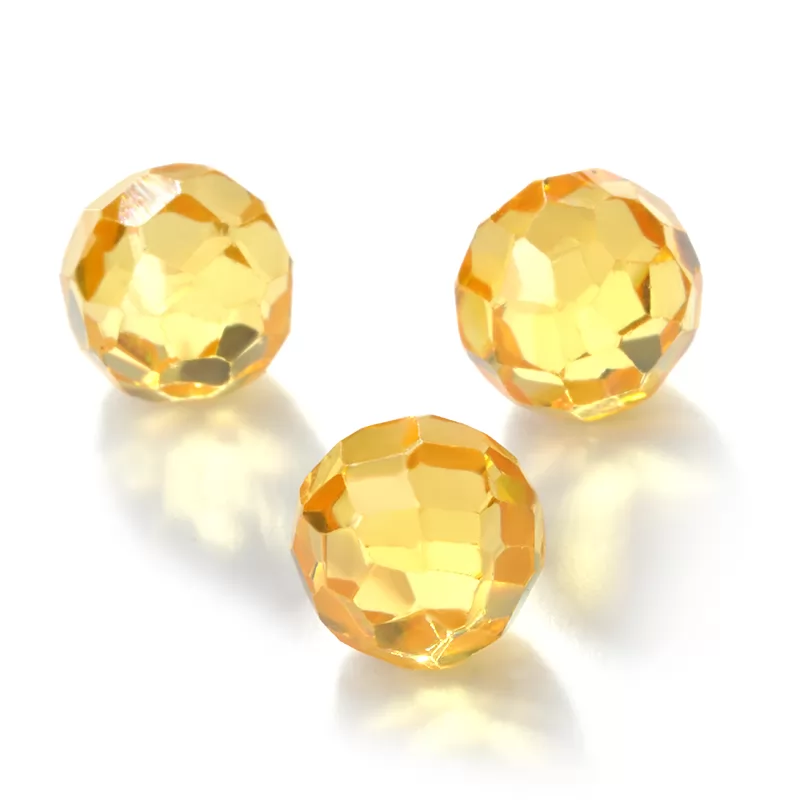 Light Yellow Round Faceted Bead Cubic Zirconia